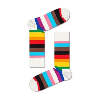 Happy Socks Happy socks Strømper 2P Pride Stripe Sock Hvit Mønster bomull Str 36/40