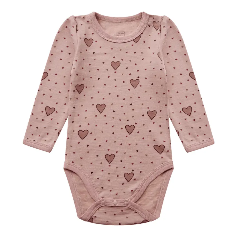 Hust and Claire Hust & Claire - Body i Ull/Bambus Hearts Puff Dusty Rose