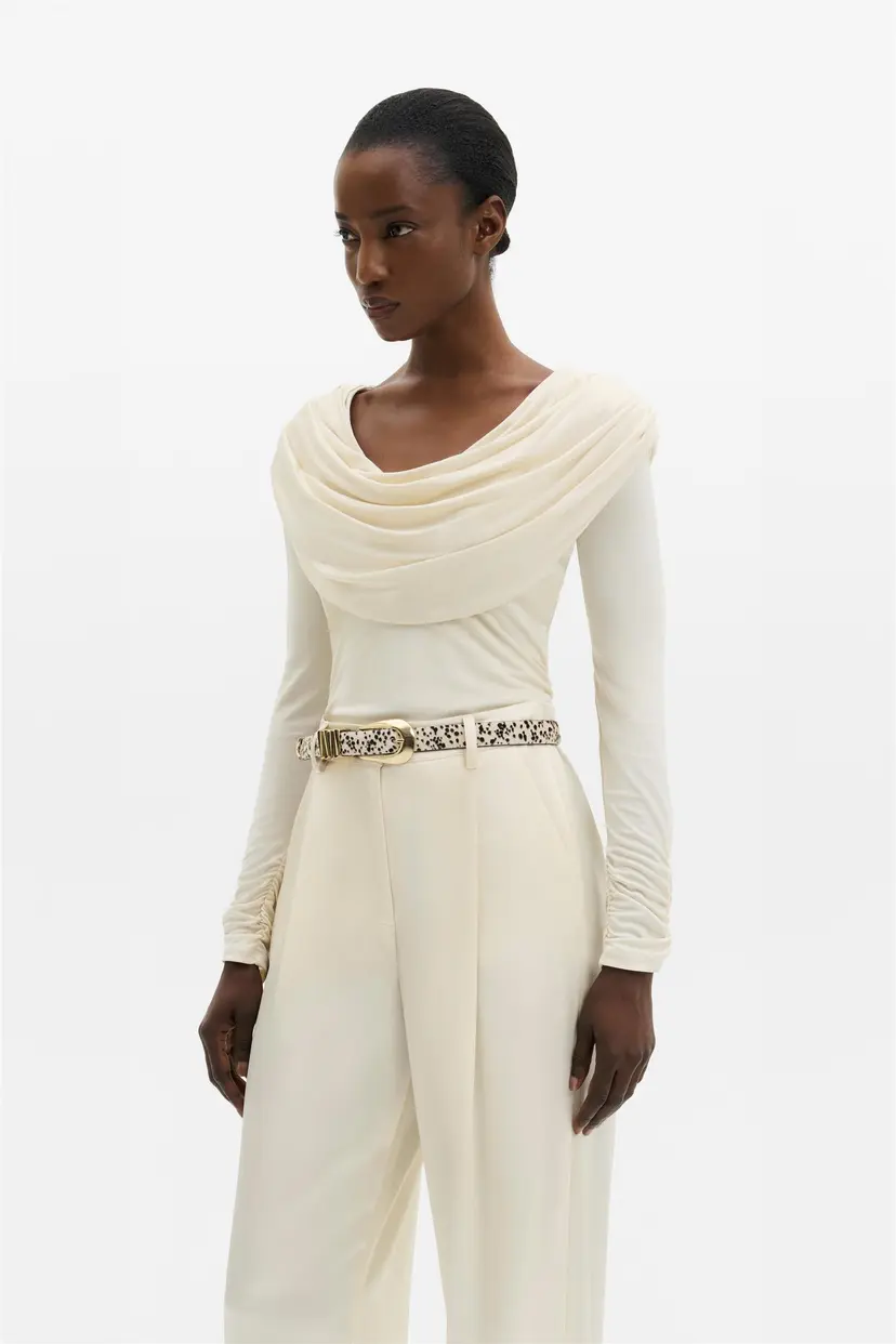 Malina Signe Cowl Jersey Top Pearl - XS