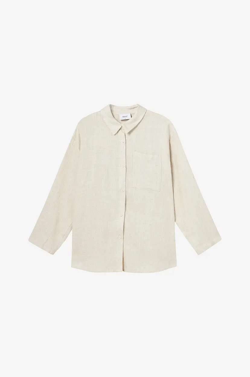 Grunt Skjorte Latti LS Linen Shirt - Beige