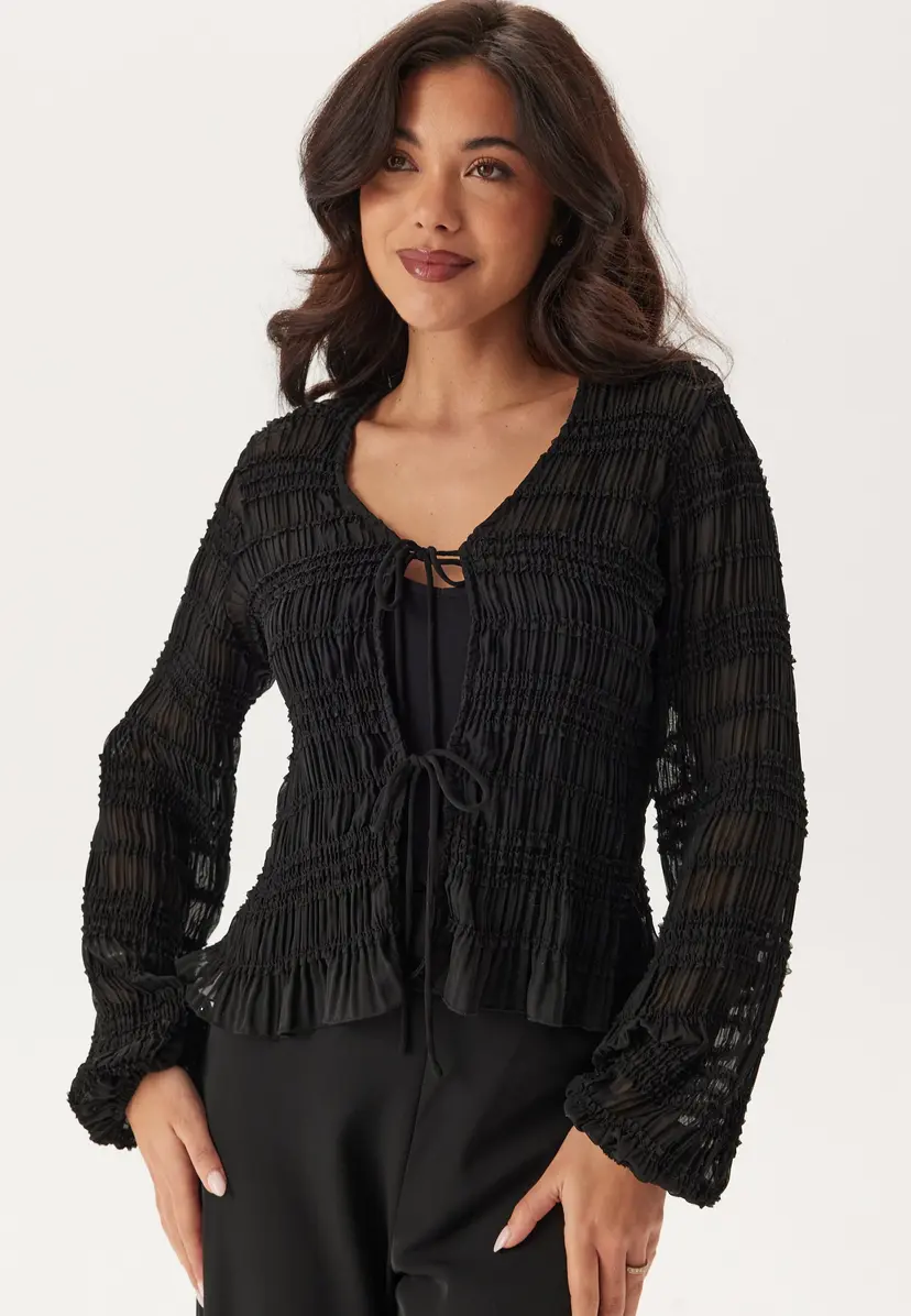 Bubbleroom Sheer Tie Blouse