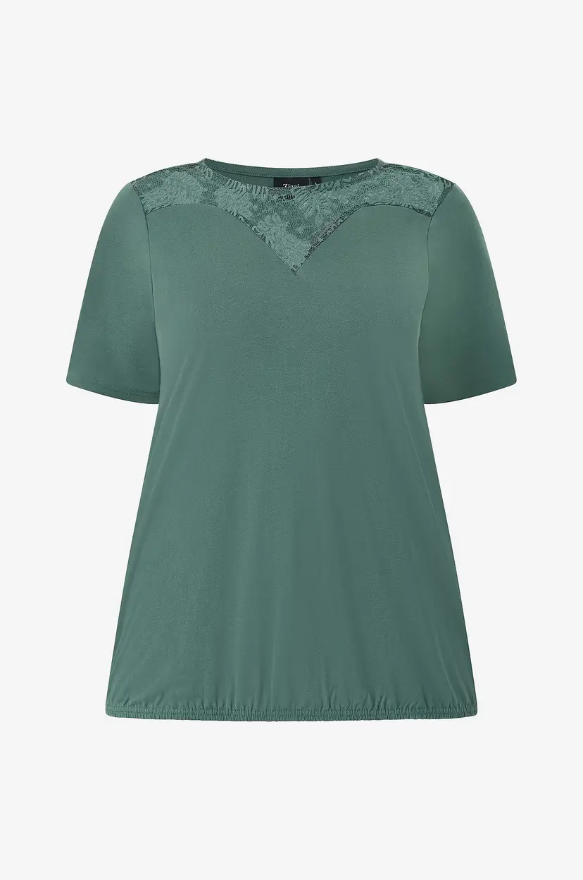 Zizzi Topp Molika, S/S, Blouse - Grønn