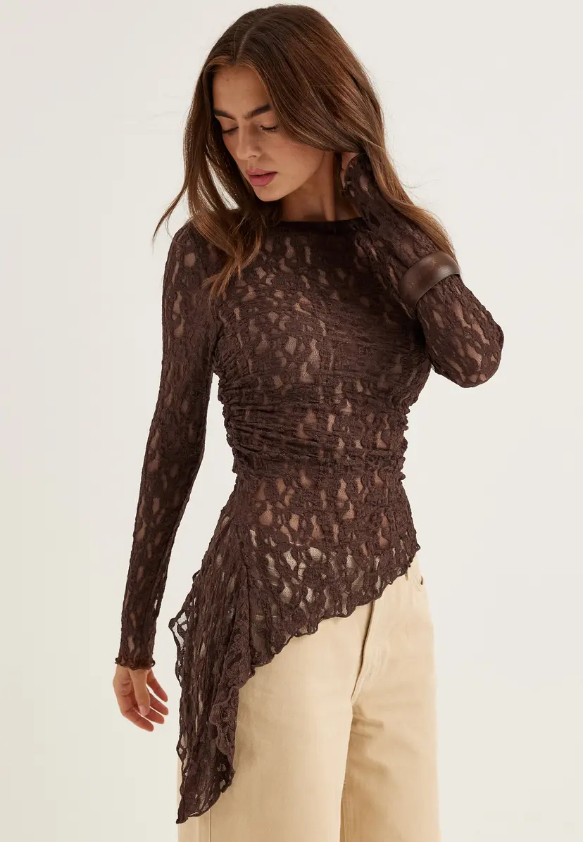 Bubbleroom Asymmetric Lace Top