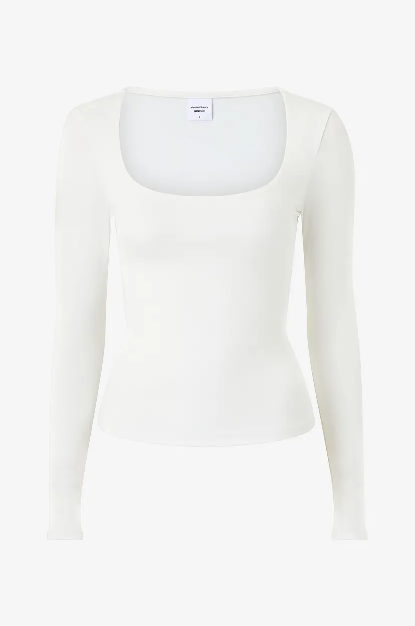Gina Tricot Topp Slim Fit Scoop Neck - Natur