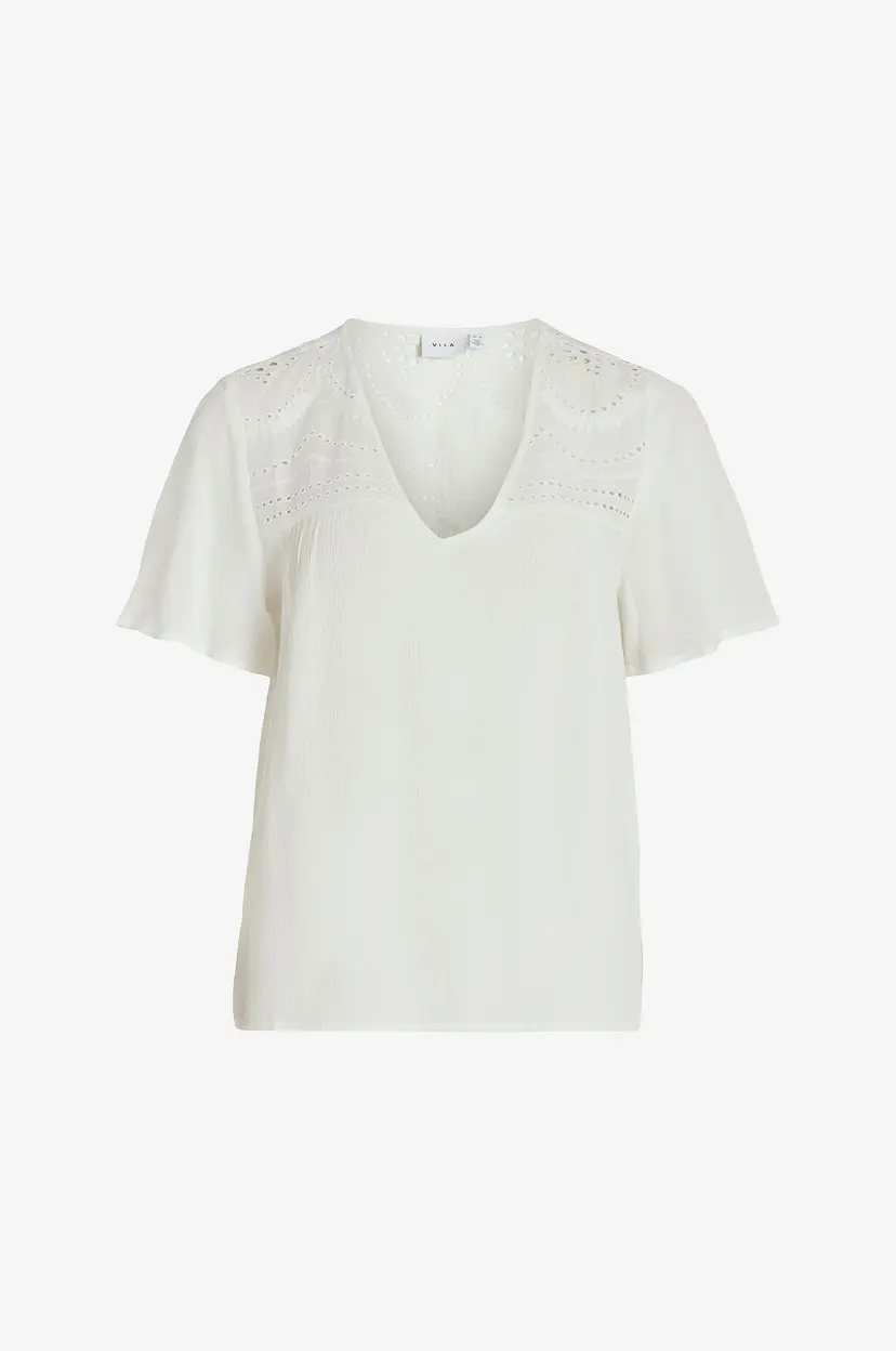 Vila Bluse viMesa Lace S/S Top - Natur