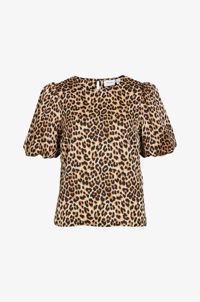 Vila Bluse viEllette 2/4 Satin Puff Top - Beige