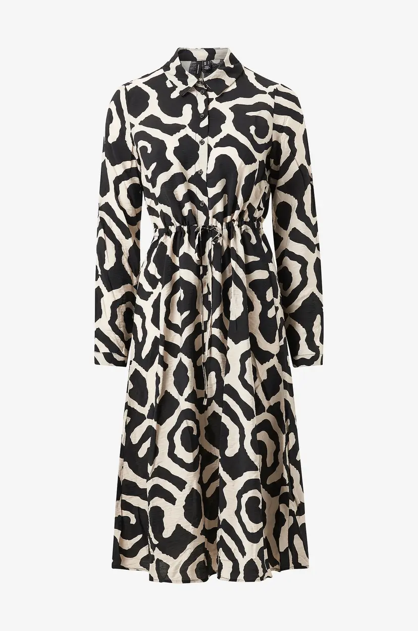 Vero Moda Skjortekjole vmIris L/S Calf Shirt Dress Wvn Pop - Svart
