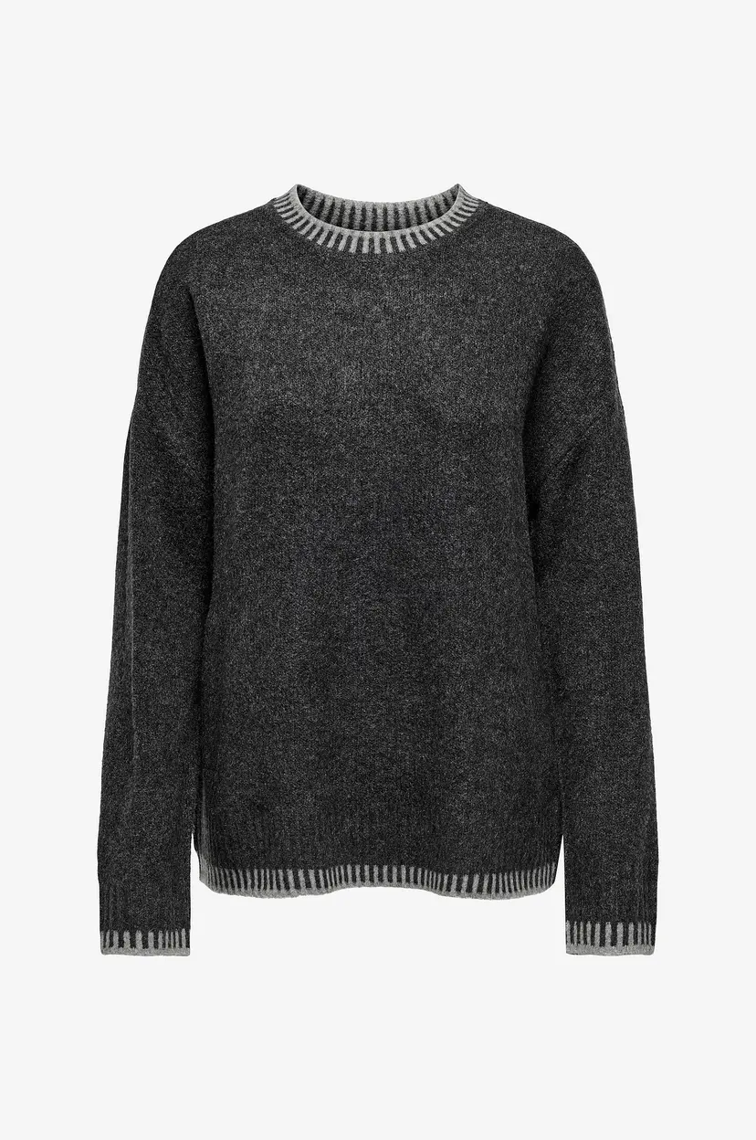 ONLY Genser onlSilma LS Stitch Mock Neck Knt - Grå