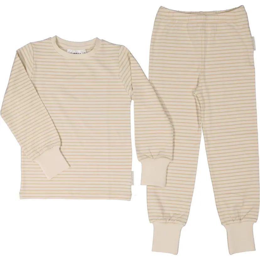 Geggamoja Tvådelad Pyjamas Bambu Classic Vit/Beige - 146/152