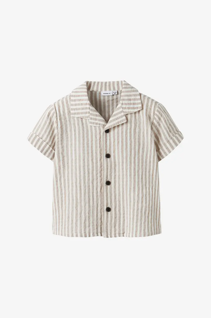 NAME IT Skjorte nmmFedenis SS Shirt - Beige