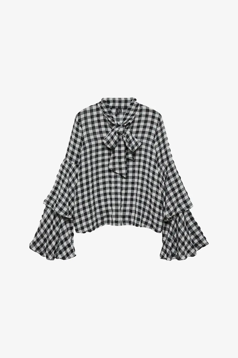 Vero Moda Bluse vmSia LS Flounce - Svart