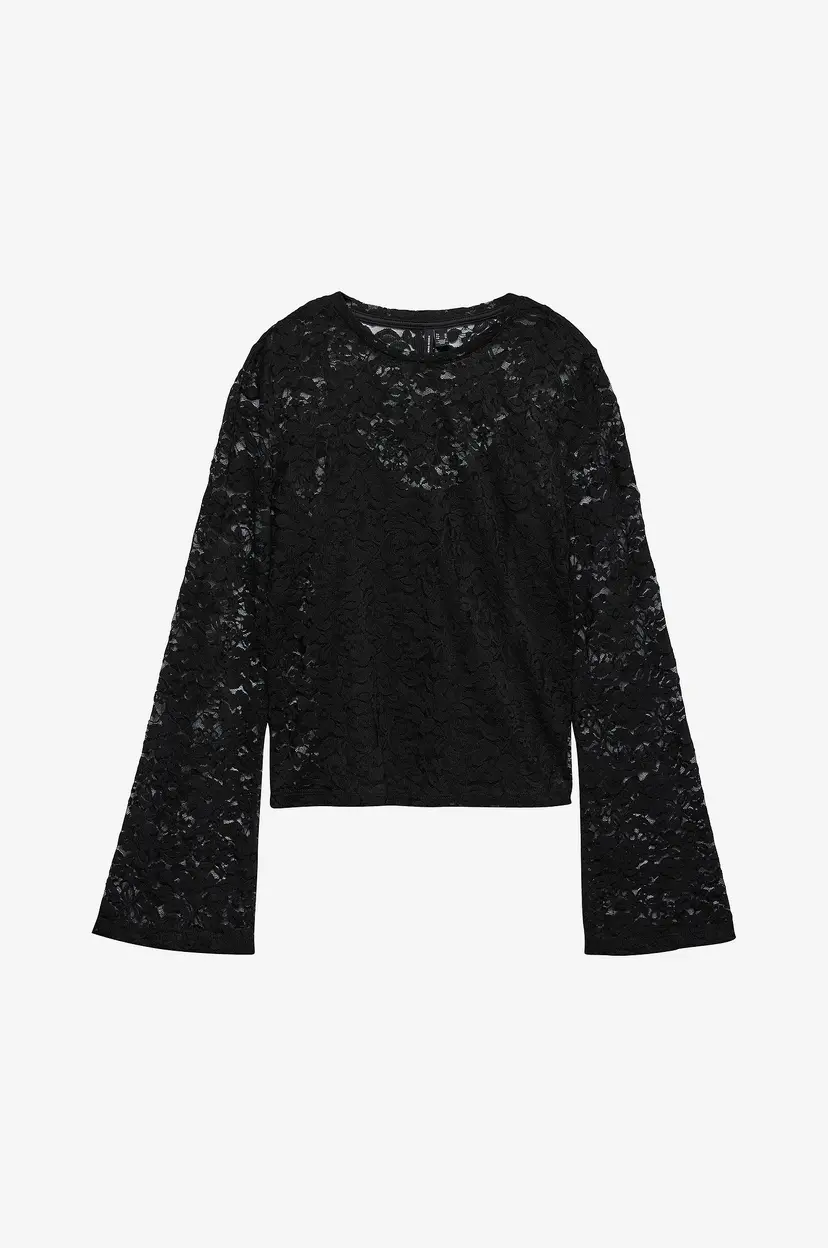 Vero Moda Topp vmKanya LS O-neck Short - Svart