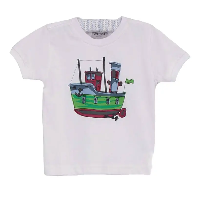 Wheat T-shirt Wheat Fishing Boat White (68 / 6 mnd)