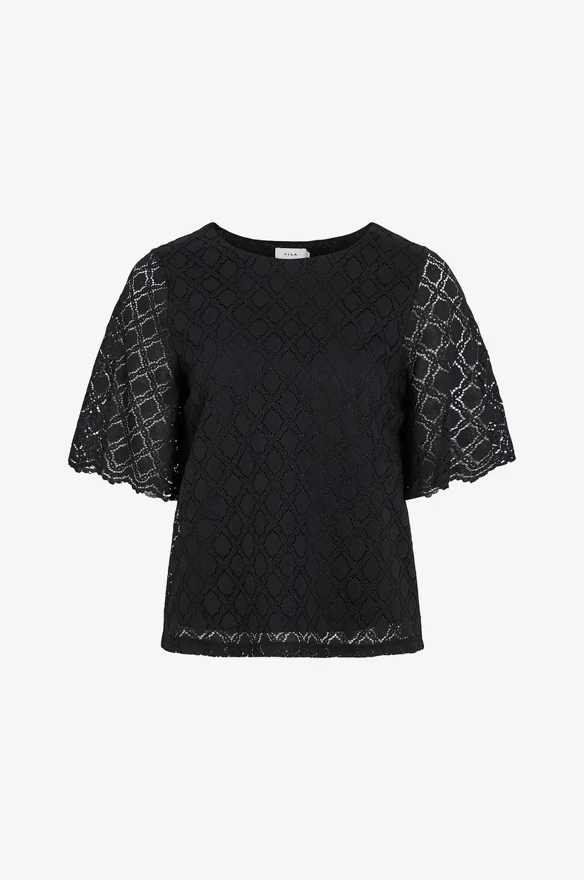 Vila Topp viMirna O-neck 2/4 Top - Svart