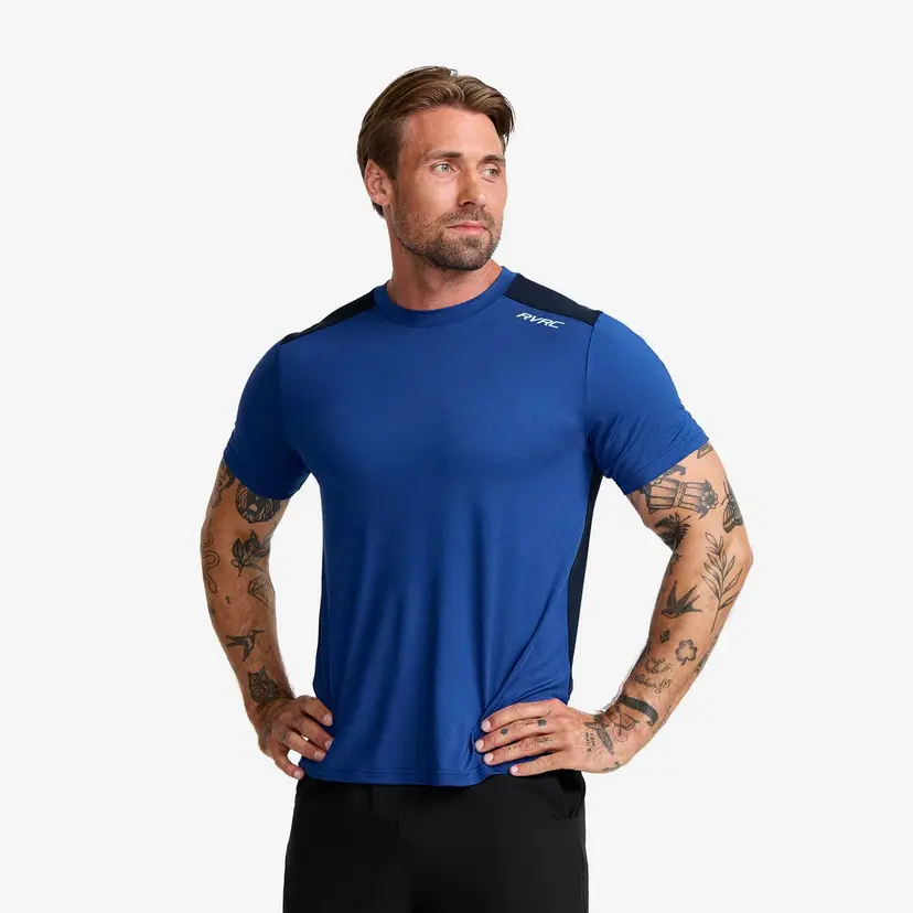 RevolutionRace Direction Active Contrast T-shirt Herre Surf The Web/Navy