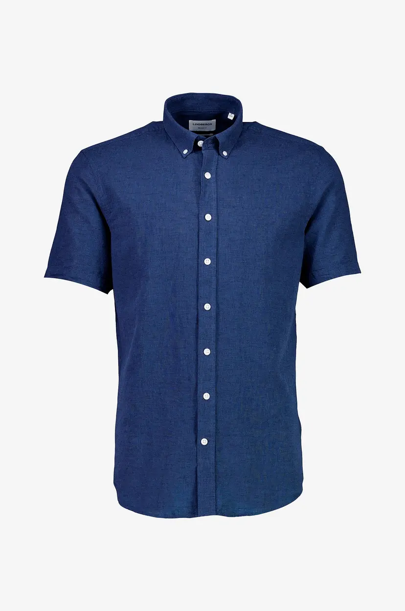 Lindbergh Linskjorte Linen Cotton Shirt S/S - Blå