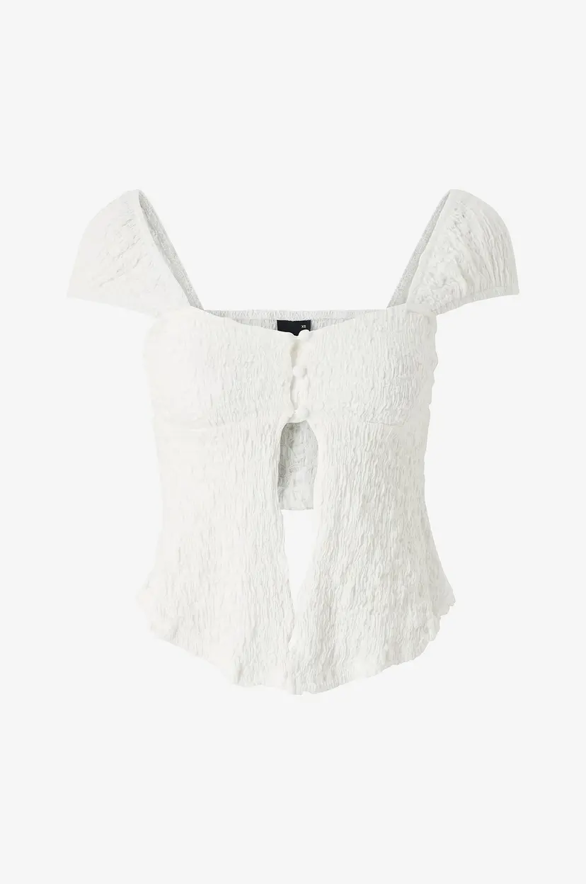 Gina Tricot Topp Structure Button Top - Hvit
