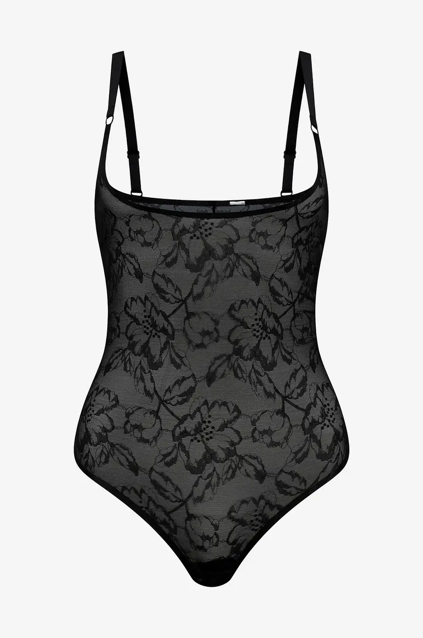 Bye Bra Bodysuit Lacy Open Bust Bodysuit - medium support - Svart