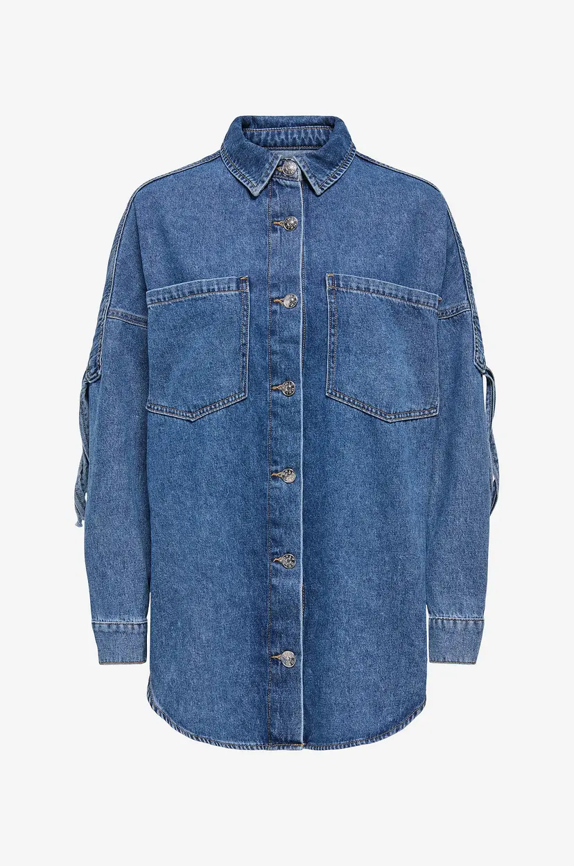 Only Carmakoma Skjorte Carmaureen Ls Fringe Dnm Shirt Akm - Blå