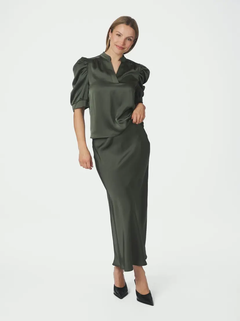 Neo Noir Vicky Heavy Sateen Skirt Deep Green - XS
