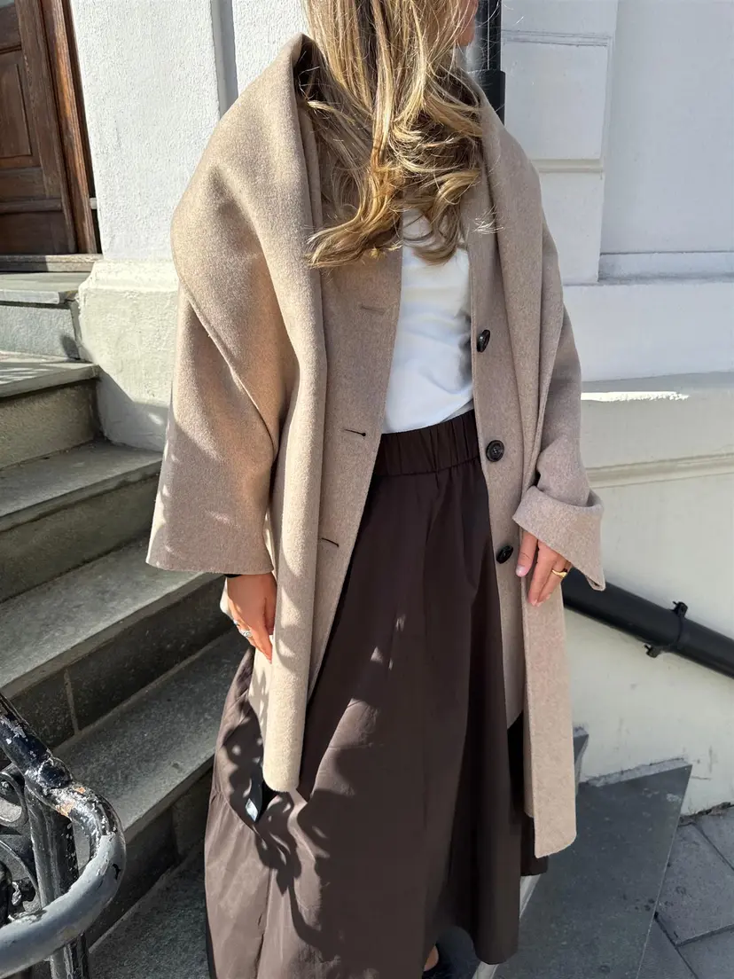 Clermonte Sandy Wool Coat With Scarf