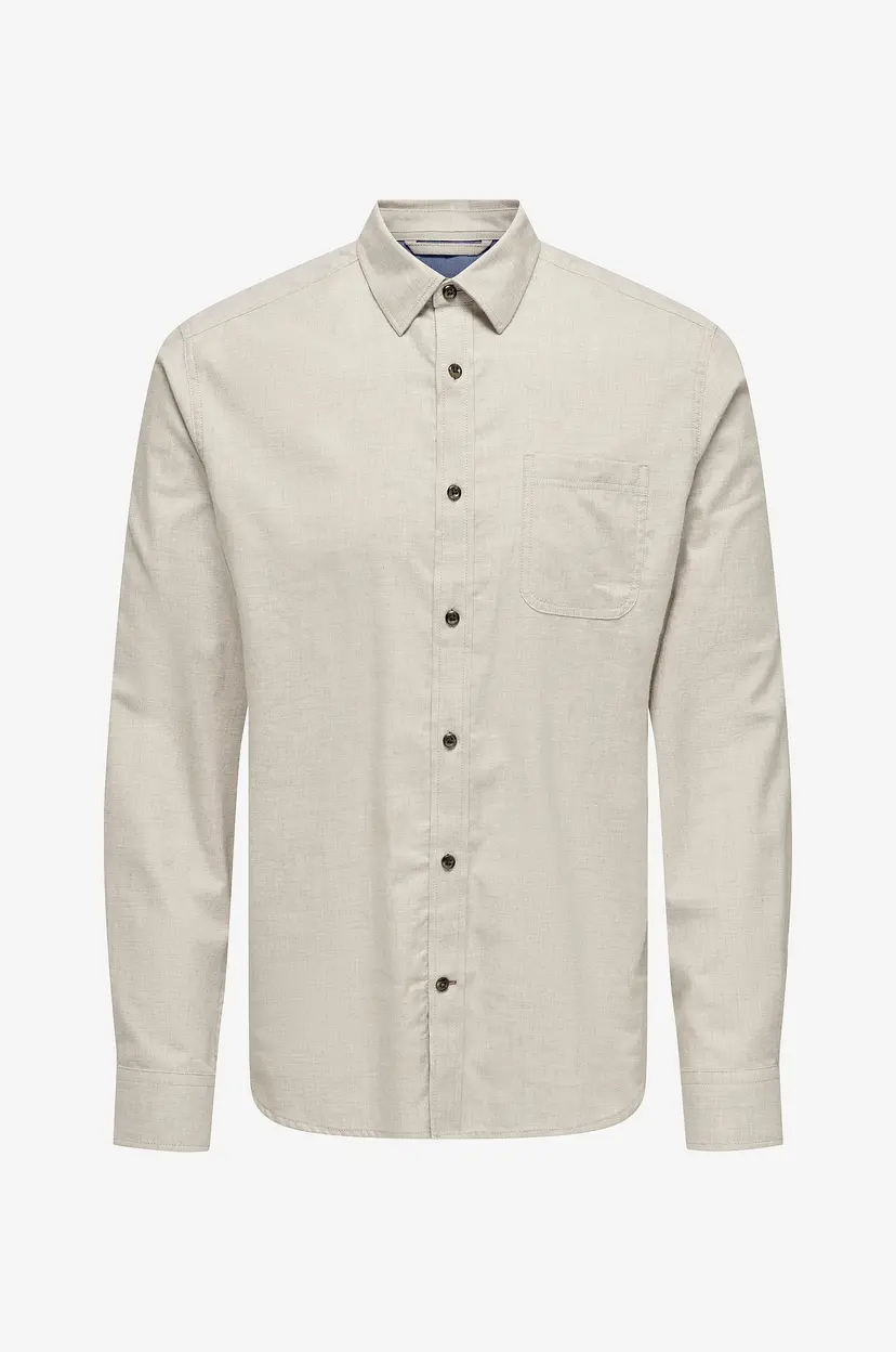 Only & Sons Skjorte onsRoad Life Reg Melange LS Shirt - Natur