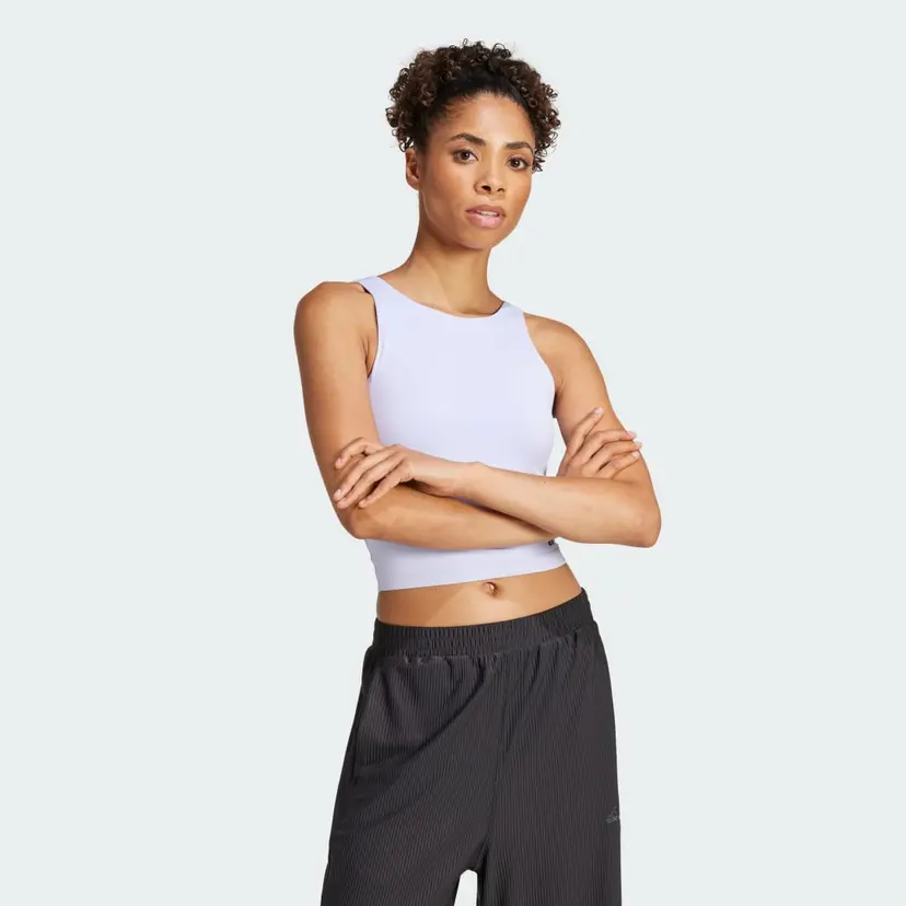 Adidas Yoga Crop Tank Top With Inner Shelf Bra
