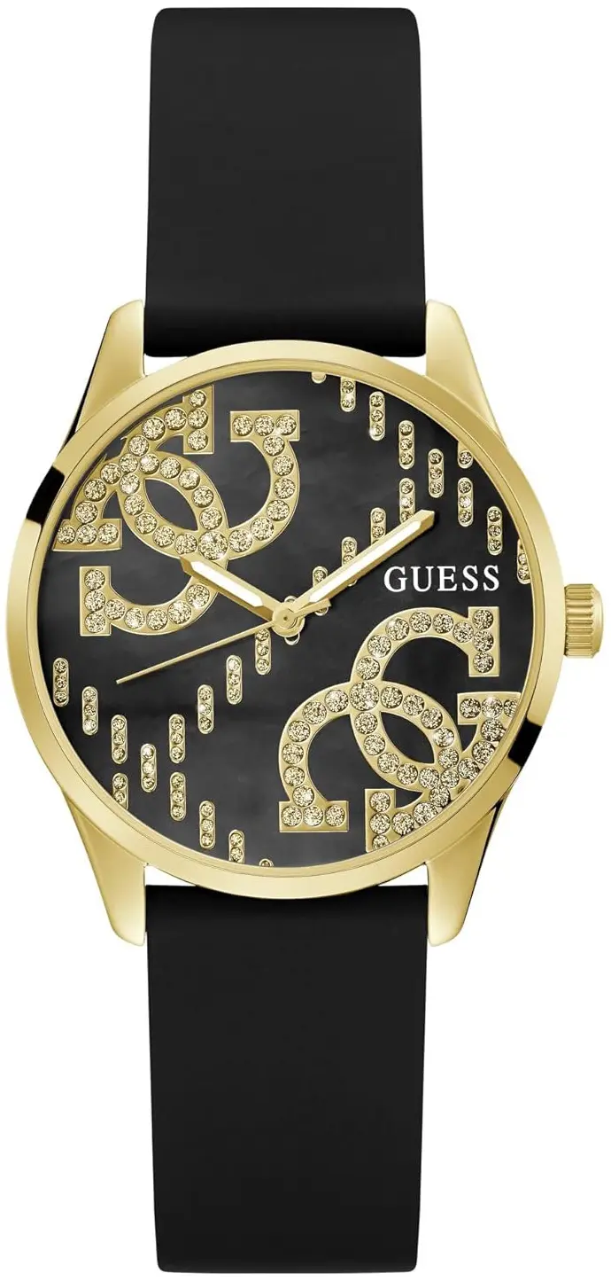 Guess Guess Dameklokke GW0755L3 Stich Sort/Gummi Ø36 mm