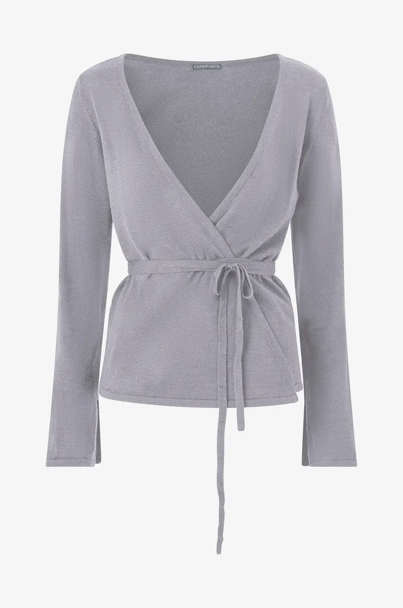 Esperance Kardigan Gun Ana Merino Wrap Waist - Grå