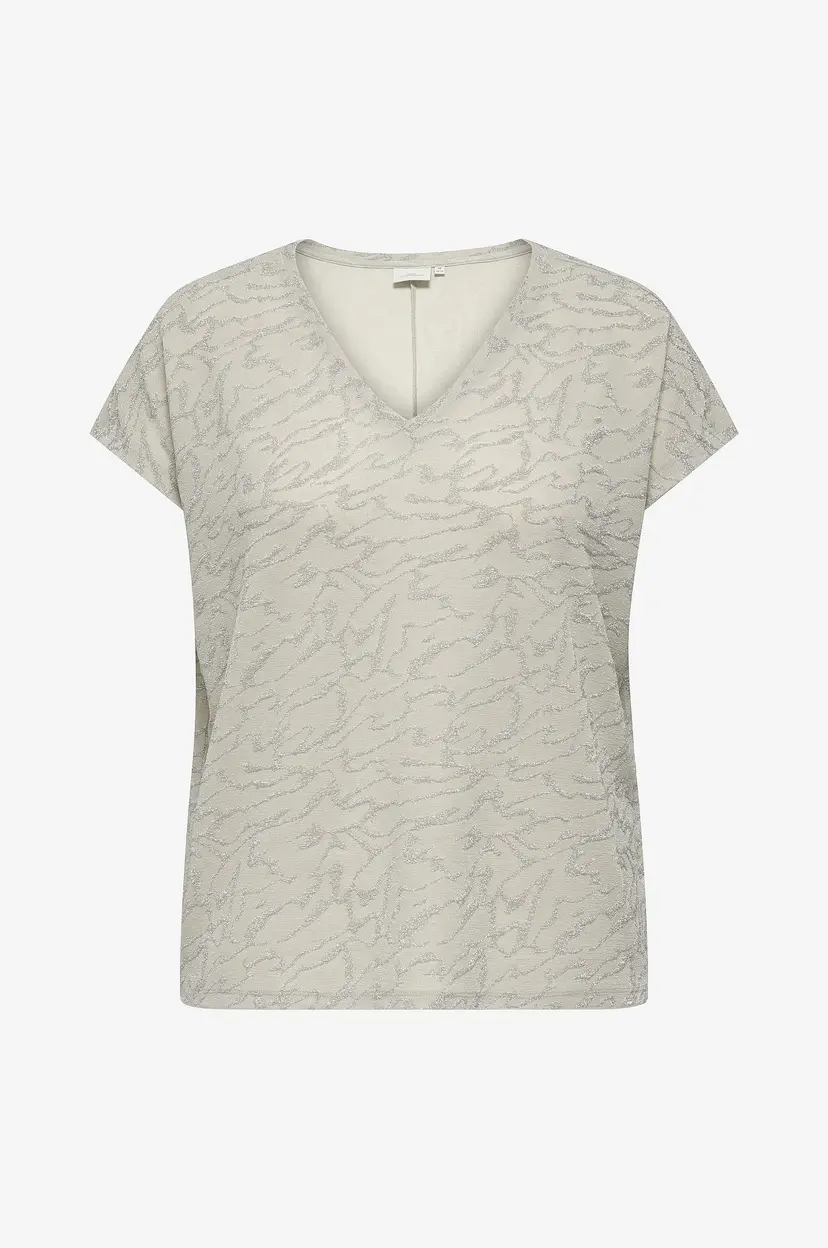 Only Carmakoma Topp carCarol S/s V-neck Glitter - Grå