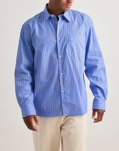 Selected Men Selected Men Slhrlxholger Stripe Ls Shirt Stripete skjorter Blå