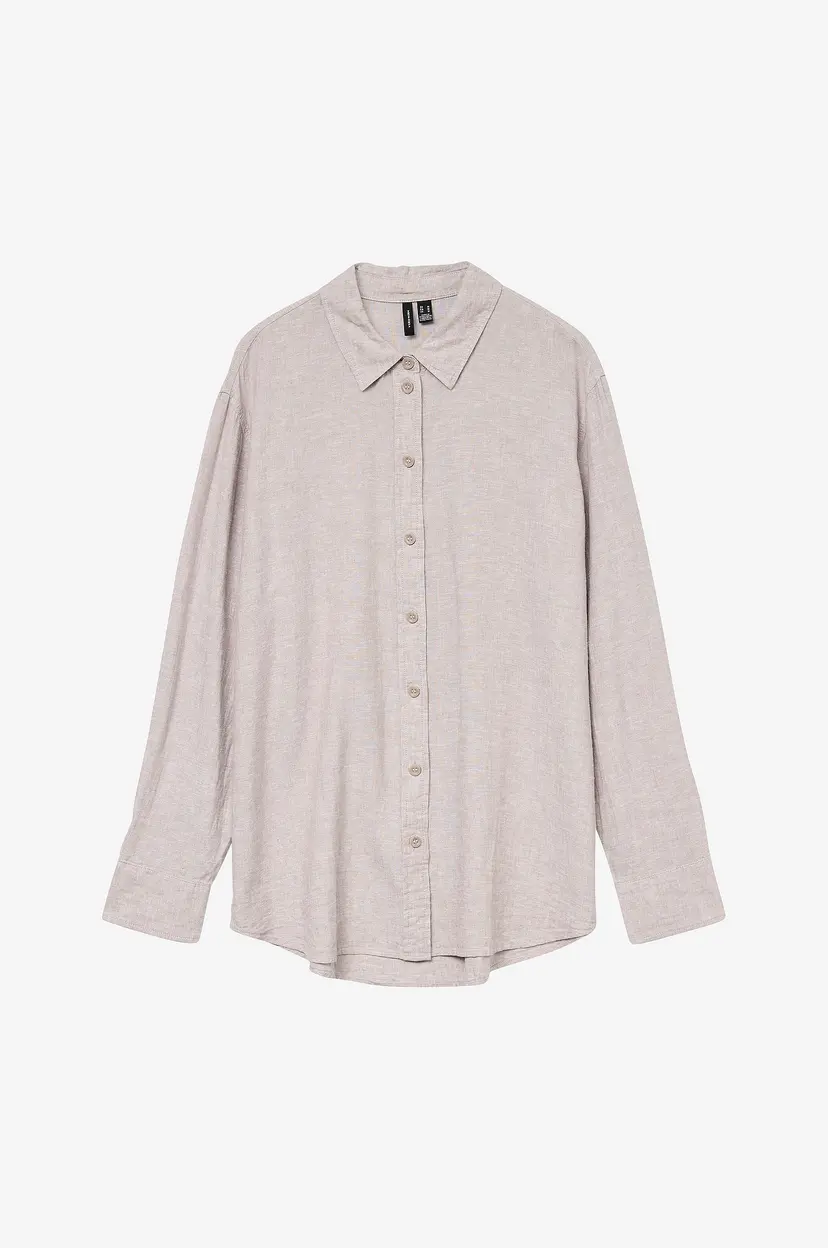 Vero Moda Skjorte vmLinn LS Shirt Wvn - Beige