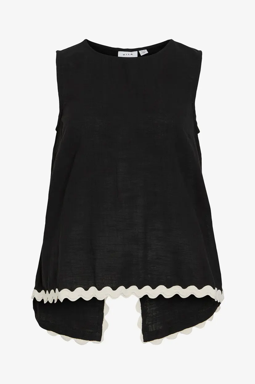 Vila Topp viManda Wavy O-neck S/L - Svart