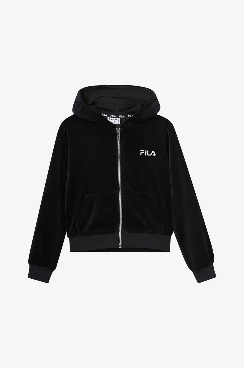 Fila Jakke Longuich Cropped Velvet Hoody Jacket - Svart
