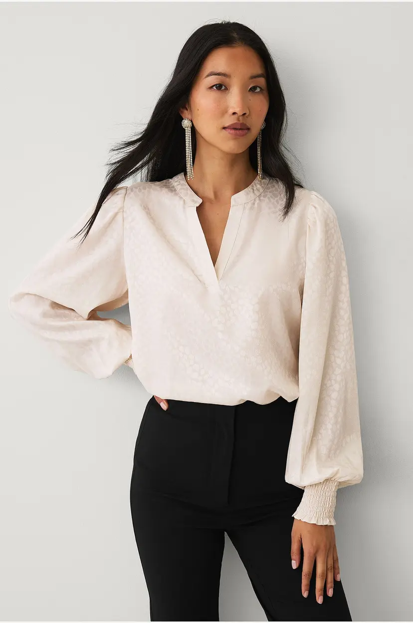 Ellos Collection Bluse med jacquardmønster - Hvit