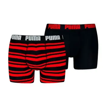 Puma Puma 2P Heritage Stripe Boxer Svart/Rød bomull Large Herre
