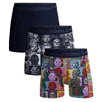 Muchachomalo Muchachomalo 3P Cotton Stretch Robotheads Boxer Svart mønstret bomull Large Herre