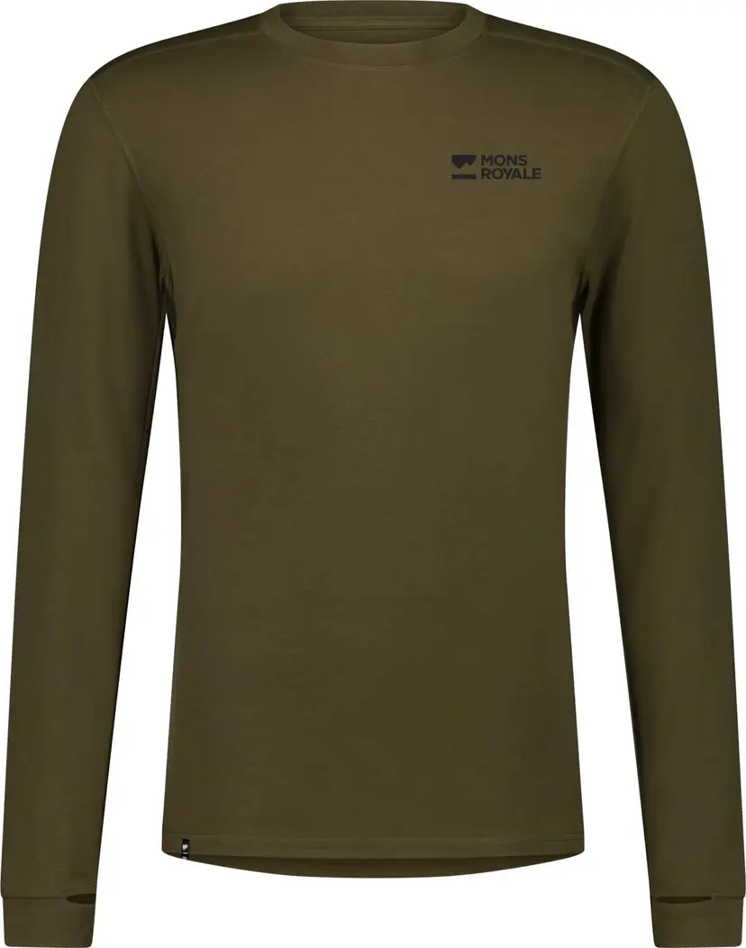 Mons Royale Mons Royale Men's Cascade Merino Base Layer Long Sleeve Dark Olive