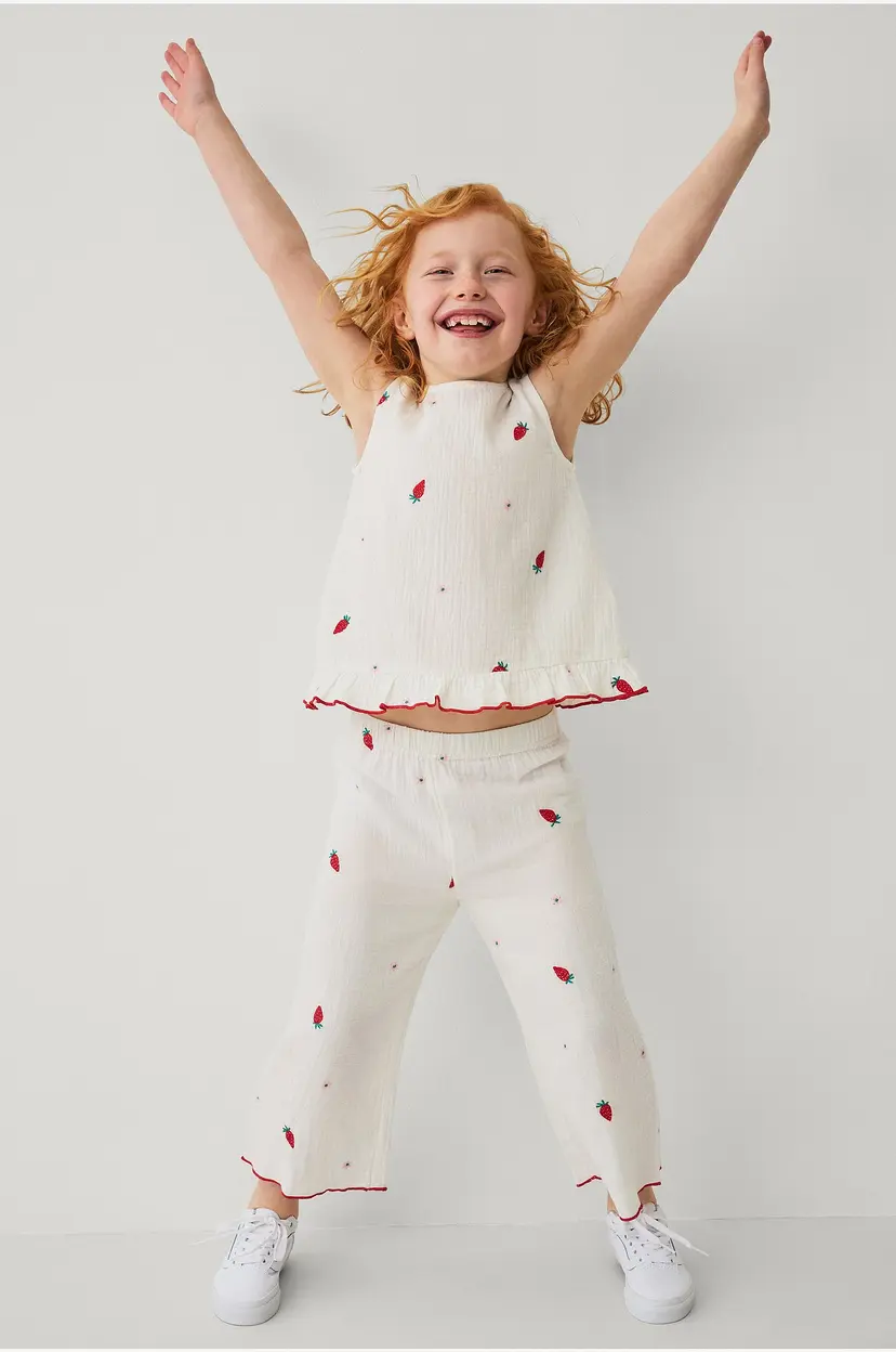 Ellos Collection Sett i bomullsmuslin - Hvit