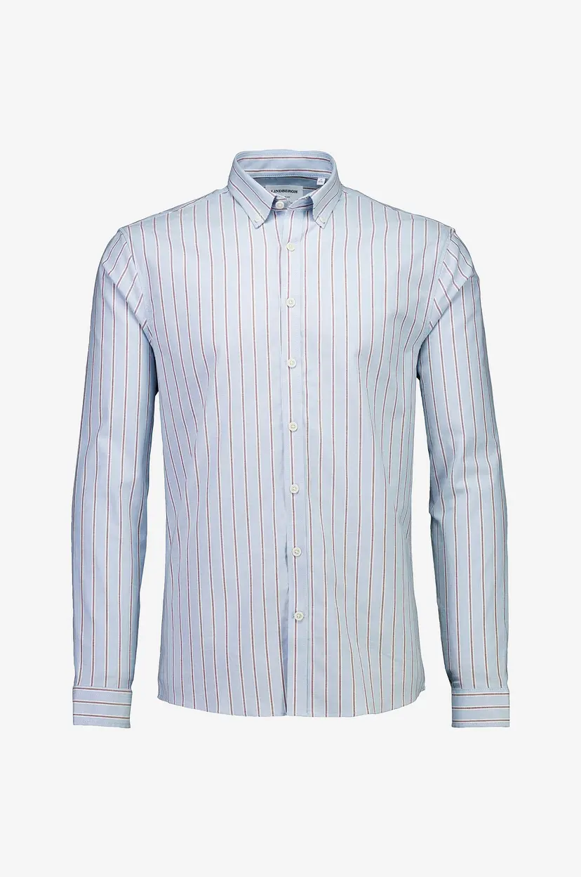 Lindbergh Skjorte Striped Superflex Oxford L/S - Blå