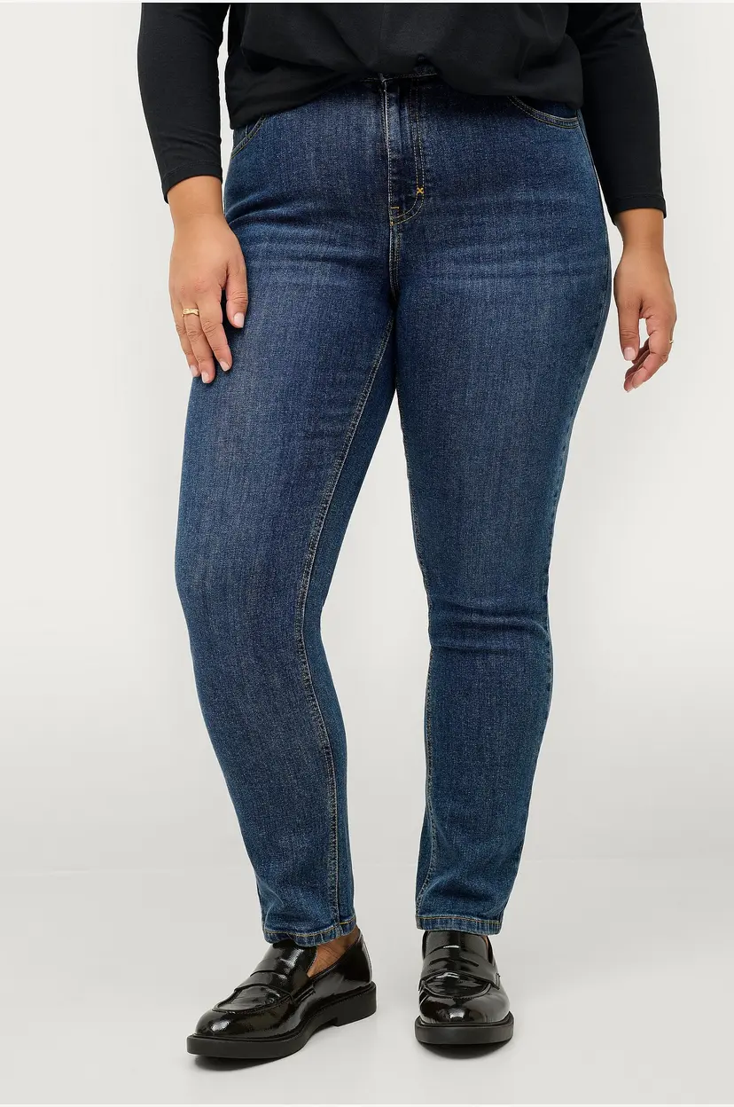 Ellos Plus collection Rette jeans med høy midje - Blå