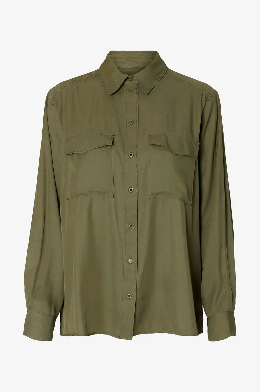 Selected Women Skjorte slfBeatrice LS Relaxed Pocket - Grønn