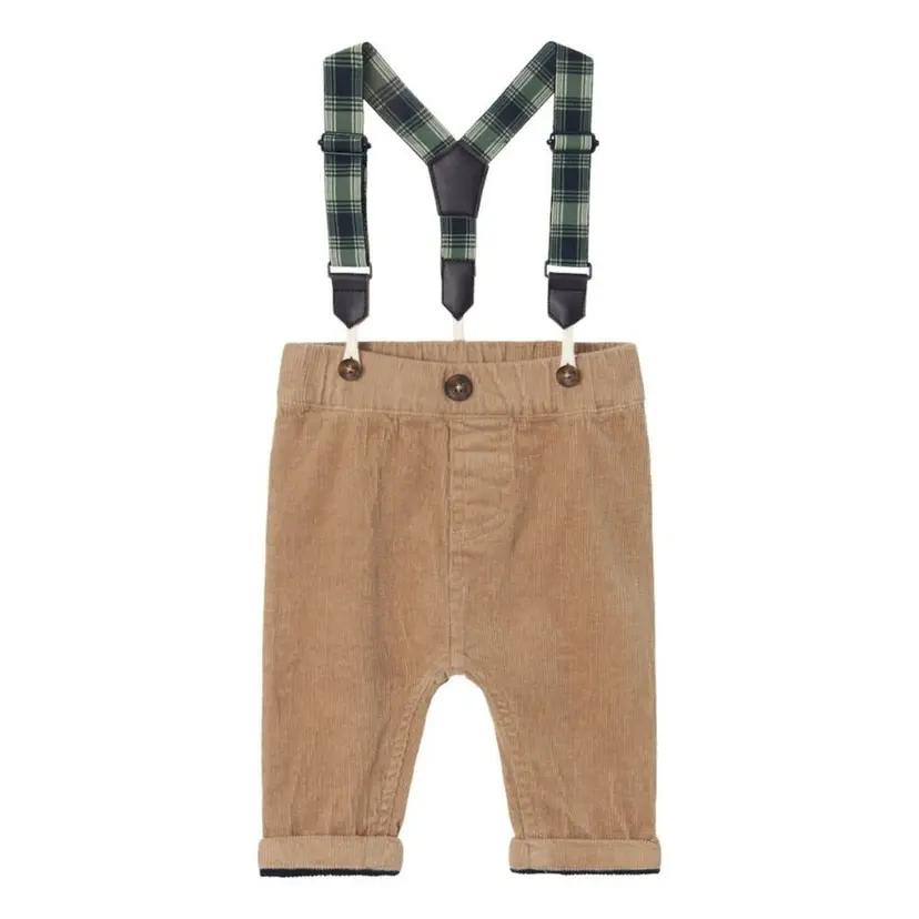 NAME IT Name It - Bukse med Seler Baby Cord Weathered Teak