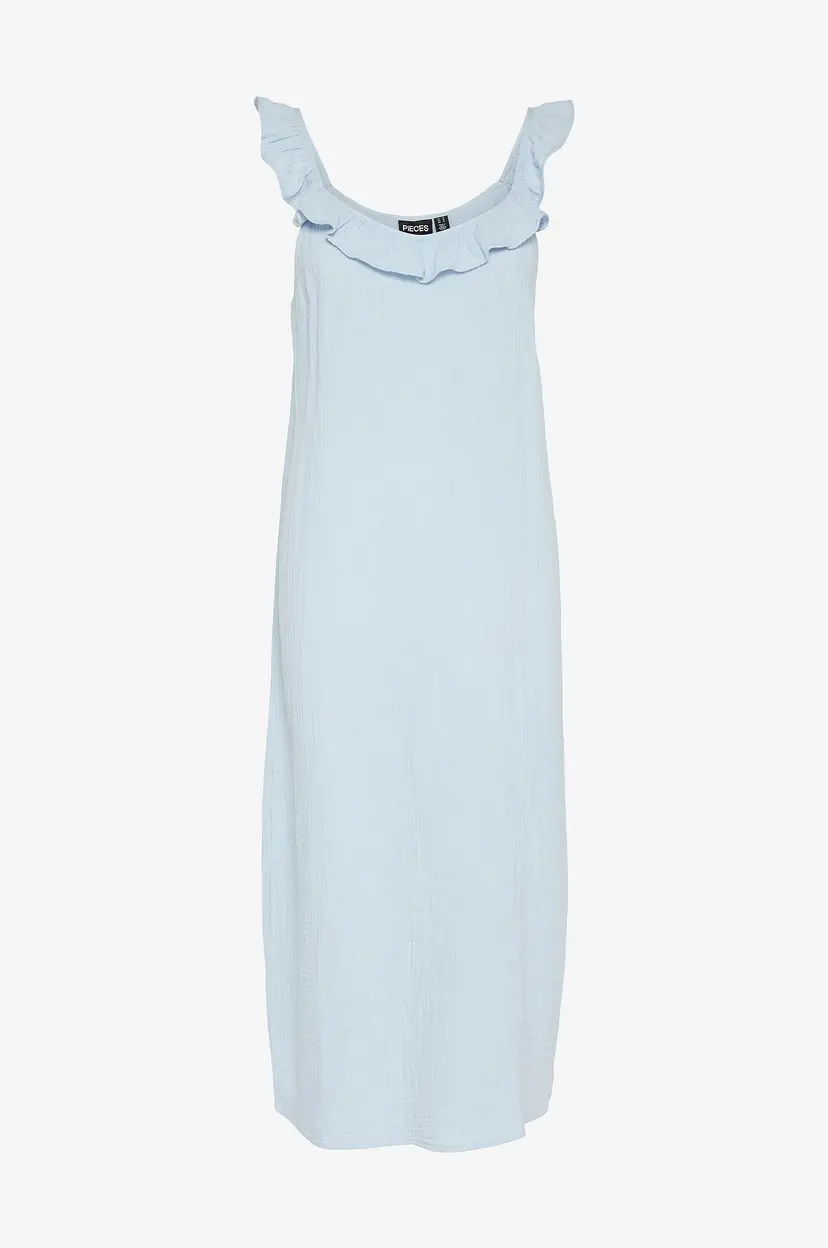 Pieces Kjole pcSastina SL Midi Dress Wvn BC - Blå