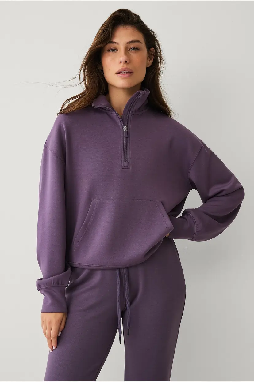 Ellos STUDIO Collegegenser Tech Sweat Halfzip - Lilla