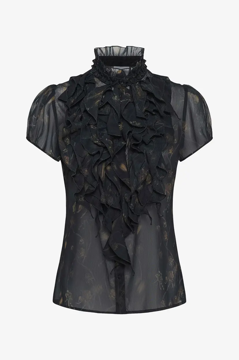 Saint Tropez Bluse LiljaSZ Crinkle SS Shirt - Svart