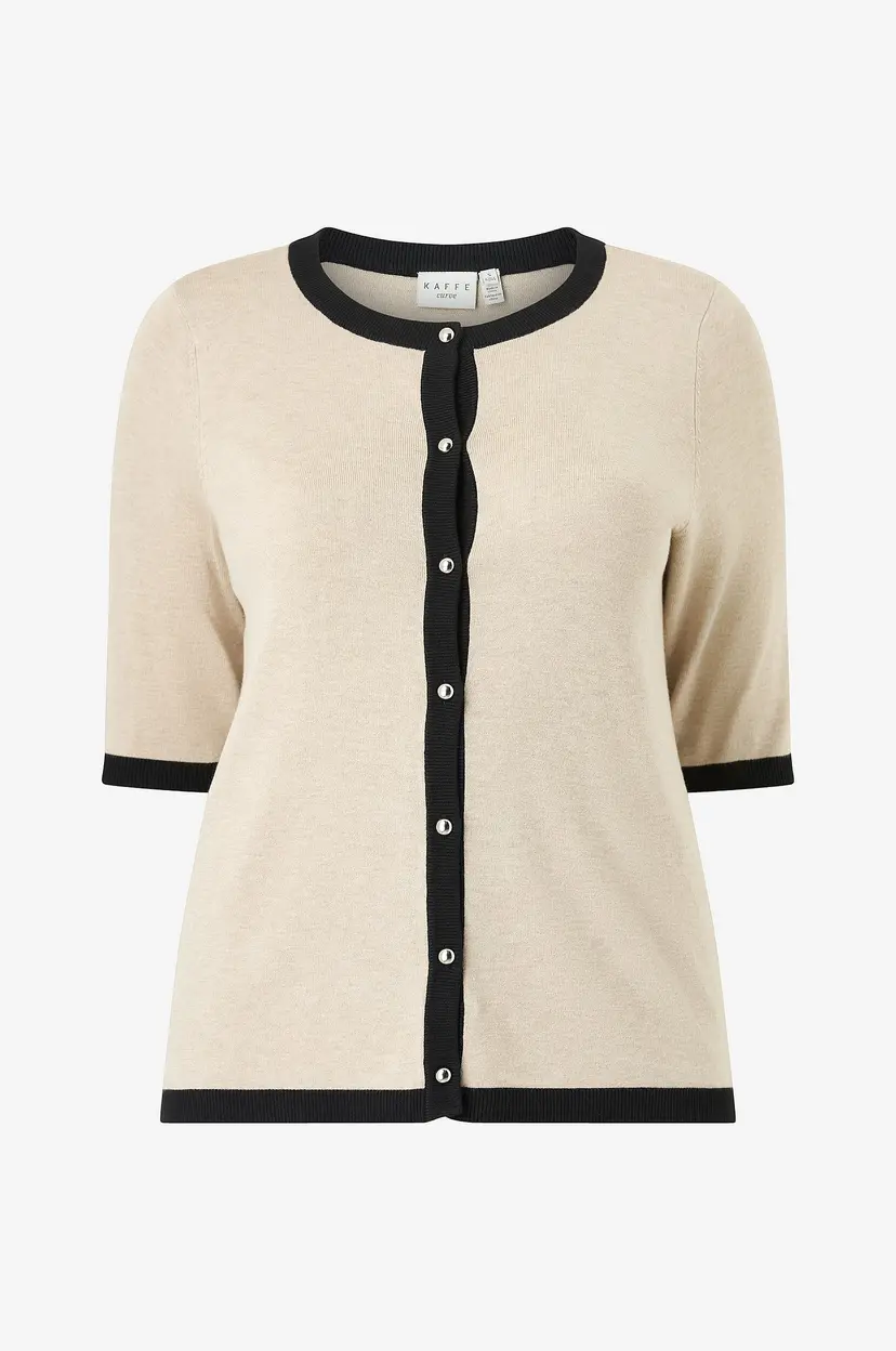KAFFE Curve Kardigan KClizzy Contrast Cardigan - Beige