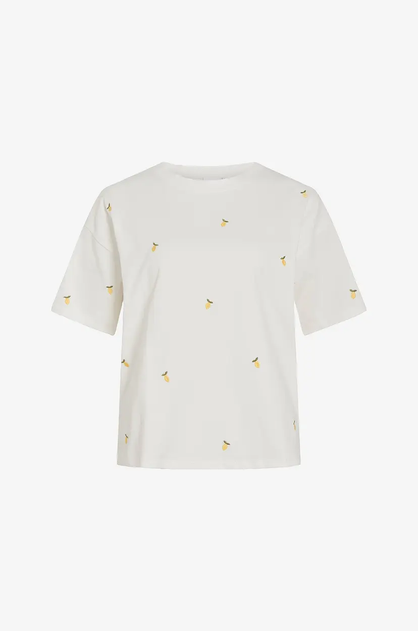Vila T-skjorte viMonie Emb O-neck - Hvit