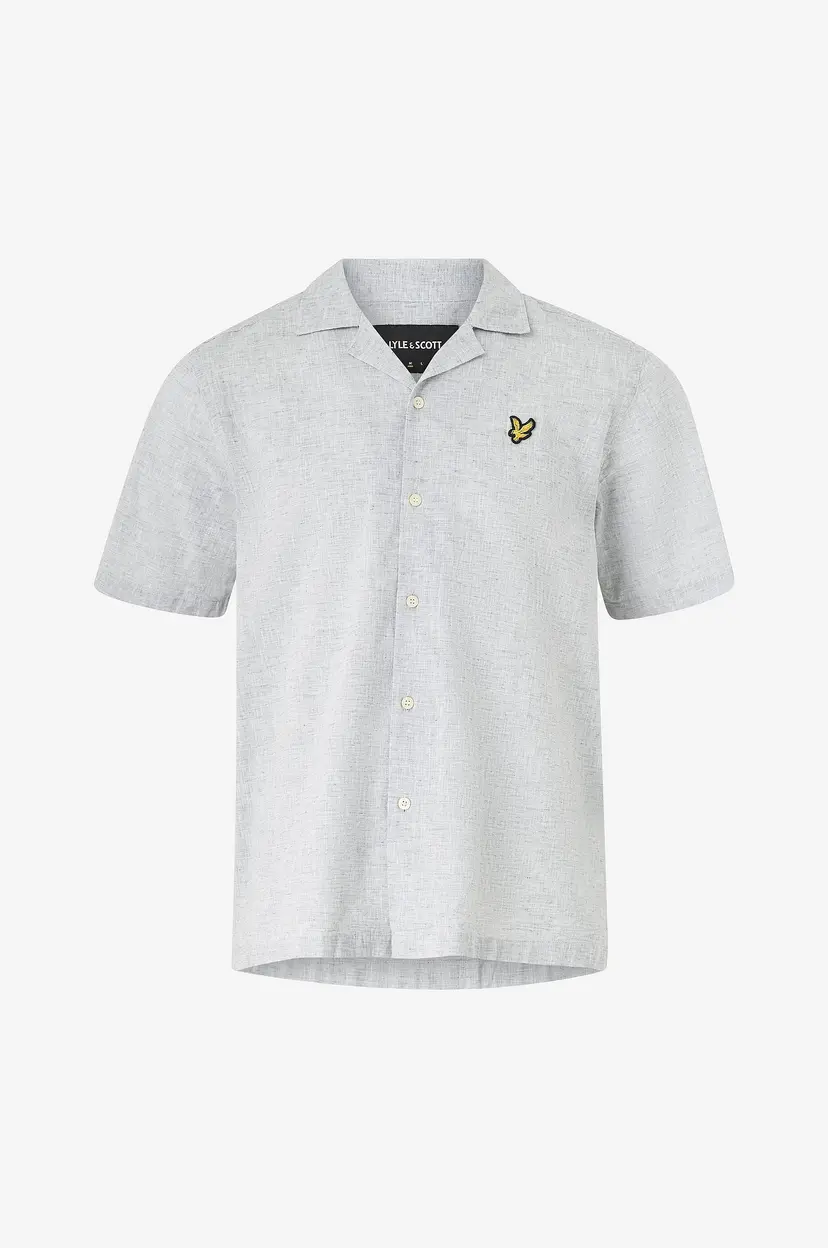 Lyle & Scott Skjorte Linen Blend Oxford Revere Shirt - Grønn