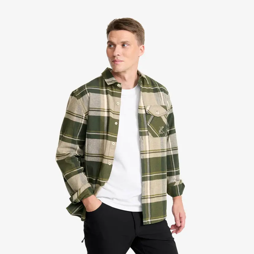 RevolutionRace Nevada Flannel Shirt Herre Rosin Green/Peyote